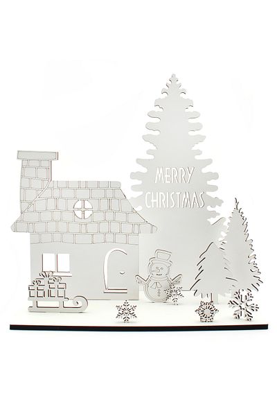 Lora Wedding Wooden Christmas Mountain House for 30cm Paintable Kids and Adult Activity 10 Pieces