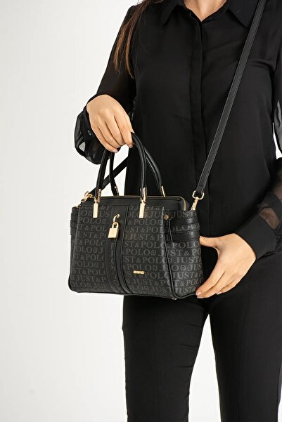 Just Polo Fashionable Black Shoulder and Hand Bag Medium Size