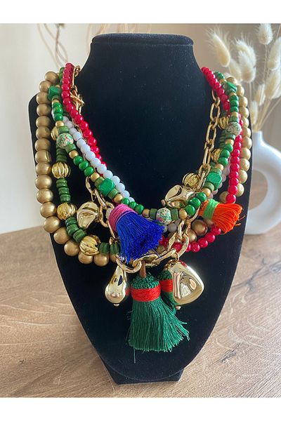 Store New Year's Themed Boho Style Multilayer Tassel Necklace