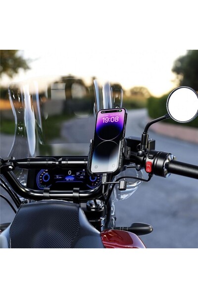 Nukrotech MR PLUS TELEFON TUTUCU USB-C ŞARJLI (GİDON VE AYNA BAĞLANTI APARATLI)