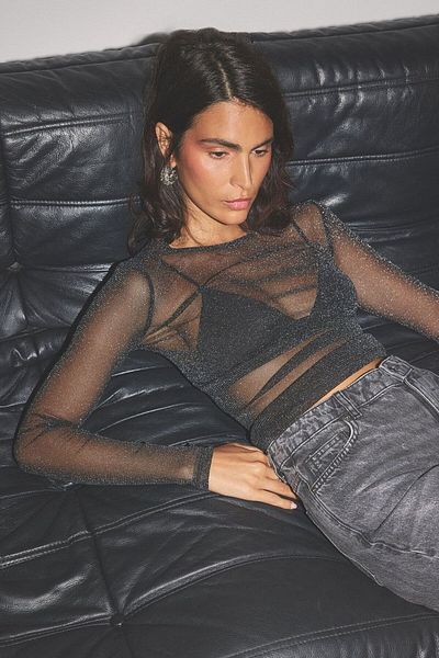 Hiccup Μπλούζα Lurex διάφανη μακρυμάνικη εφαρμογή