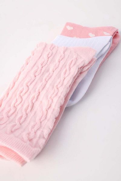 ALLDAY Pink-White-Pink 3-Piece Socks Set