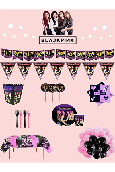 Party Time Set de accesorii de lux pentru petrecerea de aniversare Black Pink...