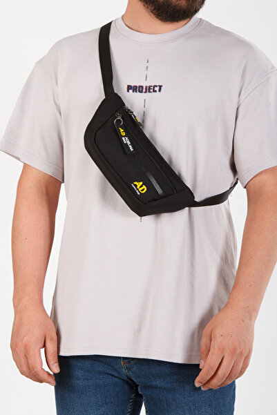 Adelina Bags Unisex Çapraz Askılı Telefon Bölmeli Siyah Bel Ve Omuz Çantası Anahtarlık Detaylı