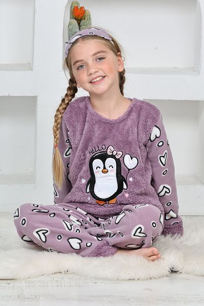 Reyhanlar Girl's Welsoft Plush Fleece Pajamas Set with Soft Warm Eye Patch Gift