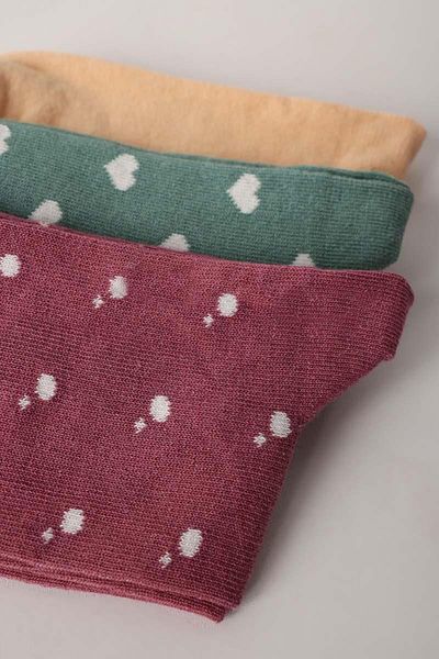 ALLDAY Burgundy-Cantaloupe-Green 3-Piece Socks Set