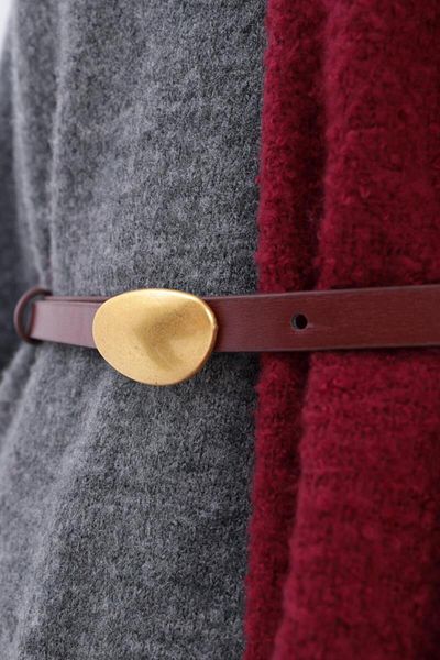 ALLDAY Burgundy-Gold Buckle Belt