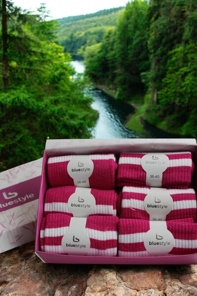Blue Style Kadın Bambu Fuşya Tenis Çorap 6'lı