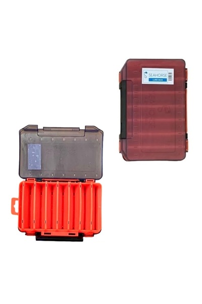 SEA HORSE Çift Taraflı Maket Yem Rapala Kutusu 14 Gözlü 19.5x11x3.5cm (Max 9cm maketler için) Turuncu