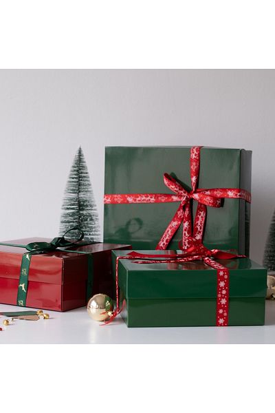 THEIA HOME Large Size Green Color Gift Box with Lid Single 30X30 cm