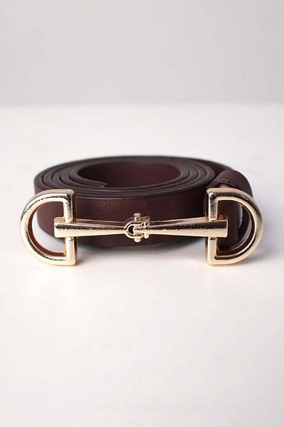 ALLDAY Bitter Brown-Long Double Buckle Leather Belt