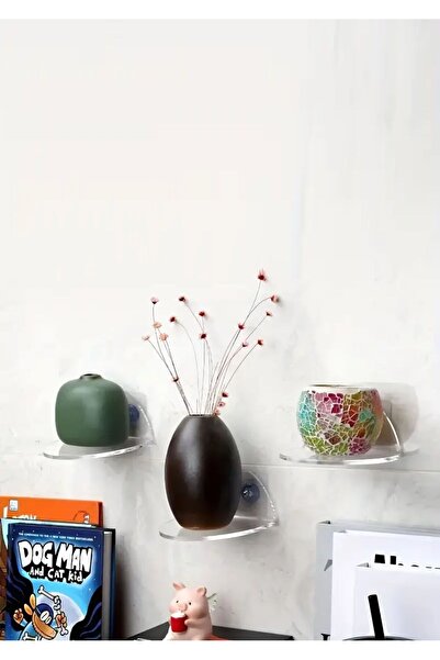 Pleksi Marketi PLEKSİ SEFFAF OVAL DUVAR RAFI -10CM--3 ADET--