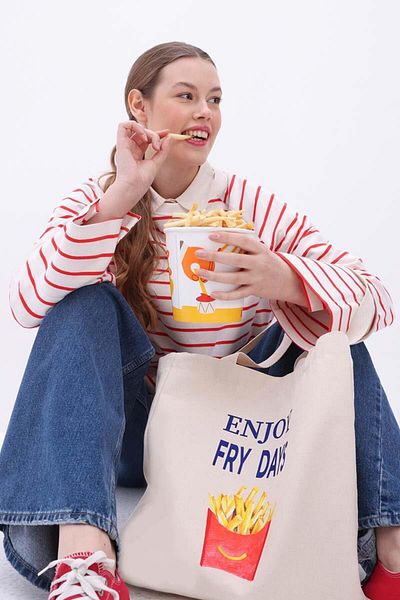 ALLDAY Cloth Bag - Red and Navy Blue Printed