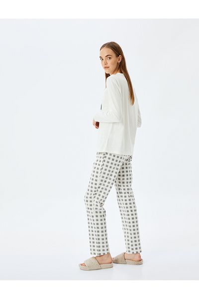 Koton Printed Long Sleeve Cotton Pajamas Set