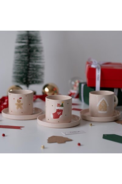 THEIA HOME Christmas Cookie Man Themed Ceramic Cup Set