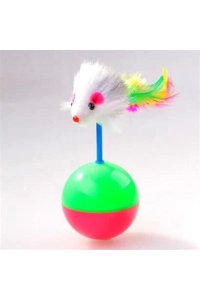 Royaleks Buffer® Cat Play Ball with Furry Mouse Pilgrim Reclining Educational Kitten Mouse Chasing Toy
