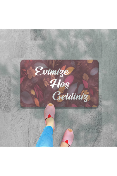M&H Quality 3D Door Mat - Welcome Written Flower Pattern, Digital PrinteD, Washable