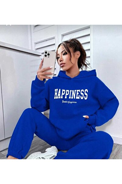 KOZİA OUTDOORS SWEETSHIRT UNISEX OVERSIZE CU GUGĂ IMPRIMAT HAPPINES