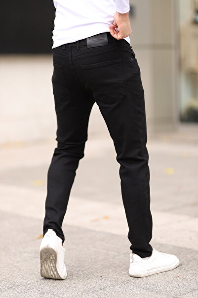 Newtime Ανδρικό παντελόνι Slim Fit Lycra ίσιο μαύρο μαύρο