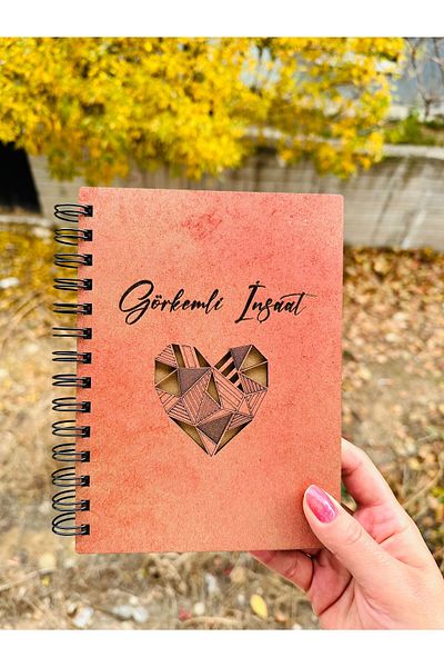 esamore concept Custom Your Name Wooden Cover Agenda Diary, Spiral Wooden Cover Notebook