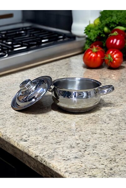 GÜLSANÇELİK Küçük tencere çelik kapaklı mini boy tekli  tencere