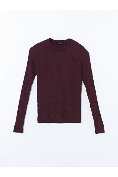 LC Waikiki Lcwaikiki Basic Red Crew Neck Textured Women's Knitwear Sweater