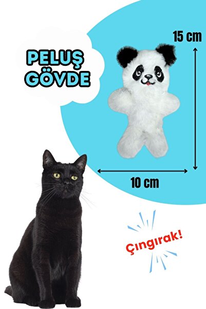 Miyav 3Pcs Cat Toy Set - Rabbit and Panda Figures with Catnip, Plush Frog and Rattles
