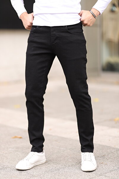 Newtime Ανδρικό παντελόνι Slim Fit Lycra ίσιο μαύρο μαύρο