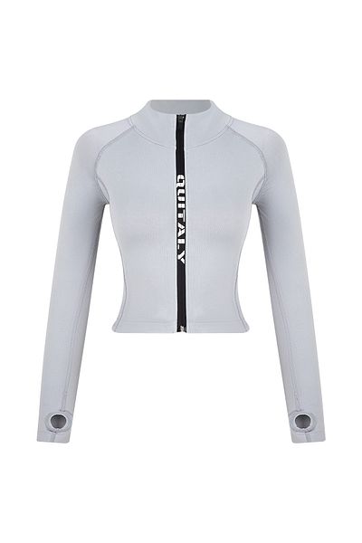quitaly Gray Virtus Women's Seamless Crop Top - Zippered