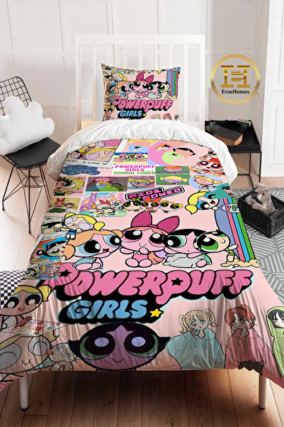 EVSEHOMES مجموعة مفروشات مطبوعة رقمية بنمط مختلط من POWERPUFF