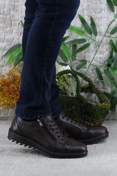 Mehmet Mete 5177 Comfortable Rubber Sole Original Genuine Leather Men's Shoes
