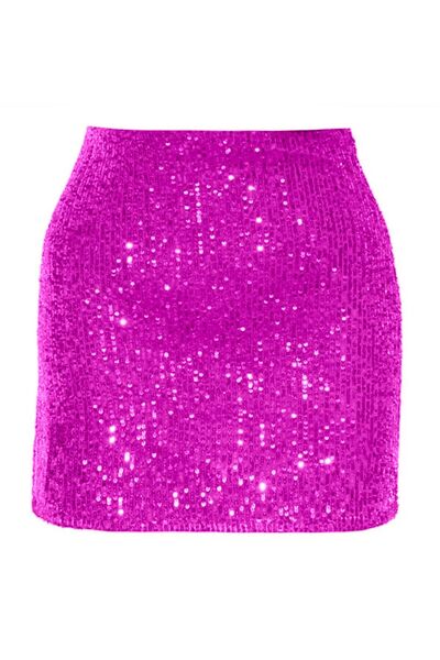 Shop Krutzo Kadın Pembe Pul Payet Mini Etek