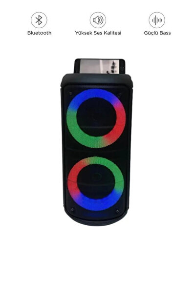 RAYTENG Siyah Telefon Tutacaklı RGB Ledli Taşınabilir Bluetooth Hoparlör Part...