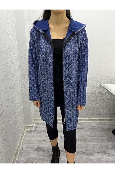 520CK WOMEN'S HOODED LONG TESETURE BLUE JACKET
