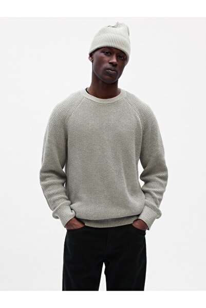 GAP Erkek Gri Dokulu Sıfır Yaka Kazak