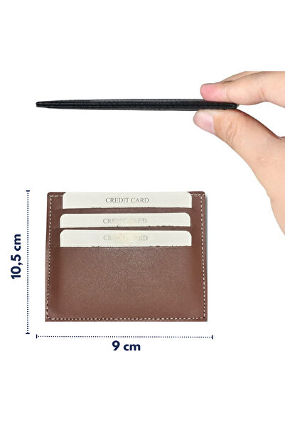 Genel Markalar %100 HAKİKİ DERİ Süper İnce Unisex Para Gözlü Kartlık, 6 Bölme...