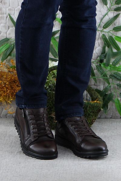 Mehmet Mete 5177 Comfortable Rubber Sole Original Genuine Leather Men's Shoes