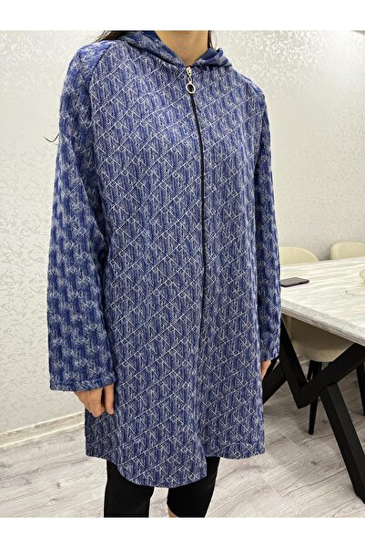 520CK WOMEN'S HOODED LONG TESETURE BLUE JACKET