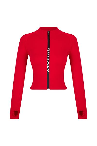 quitaly Virtus Red Seamless Crop Top - Zip-Up, Women