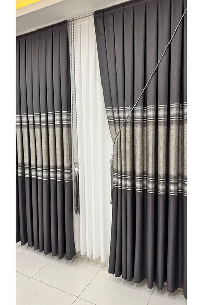 Fon Dünyası Anthracite Silver Single Wing Panel Background Curtain
