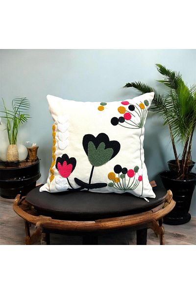 HD HOME COLLECTİON Linen Fabric Punch Throw Pillow Cover (Punch)