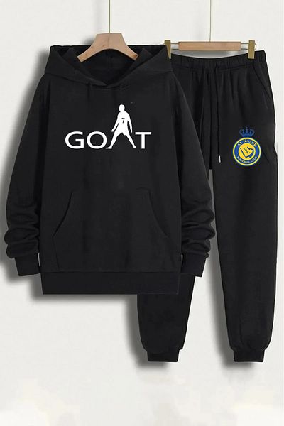 Pisa Art Al Nassr X Cristiano Ronaldo Goat Special Design Hooded Sweatshirt & Sweatpants 2-Piece Combo