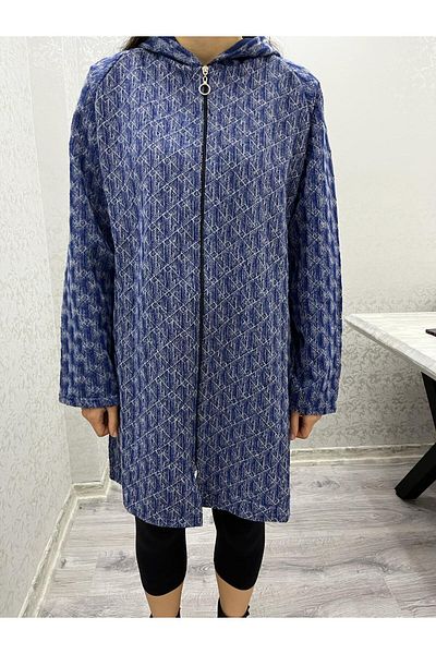 520CK WOMEN'S HOODED LONG TESETURE BLUE JACKET