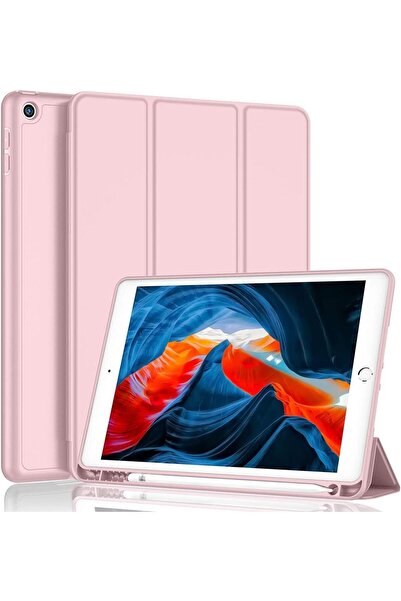 UnDePlus Ipad Pro 10.5 Kılıf Silikon Kalem Bölmeli Smart Case A1701 A1709 A1852 Rosegold