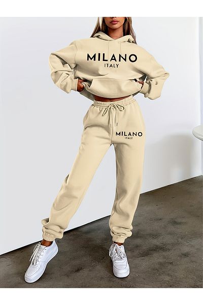Let's Wear Premium για γυναίκες 3η Σετ φούτερ και παντελόνι από νήματα - Αθλητικό σετ 2 τεμαχίων