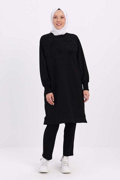 ALLDAY Sweat Tunic with Black Embroidered Plugs