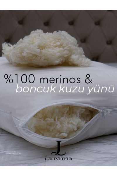 LaPatria 50X70 cm 100% Merino Beads Lamb Wool Filled Pillow - 1000 Grams