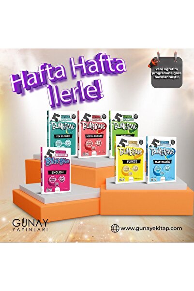 Gün&Ay Yayınları Günay Yayınları 5.sınıf Bumerang 32 Haftalık Denemeleri 6'lı...