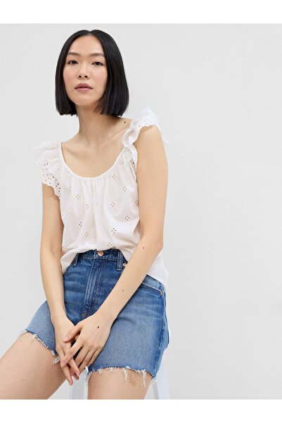 GAP Kadın Kırık Beyaz Fisto İşlemeli Askılı Bluz