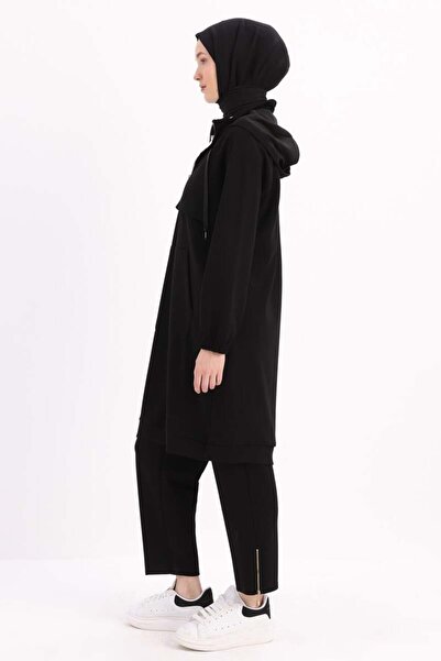 ALLDAY Siyah-Ön Roba Dubleli Sweat Tunik